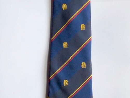 The Nelson Society Silk Tie with Multi Logo and Stripes